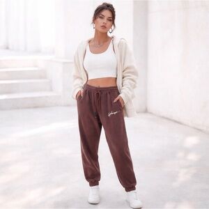 YOUGLA Signature Waffle Knit Jogger Sweatpants Minimalist Streetwear M